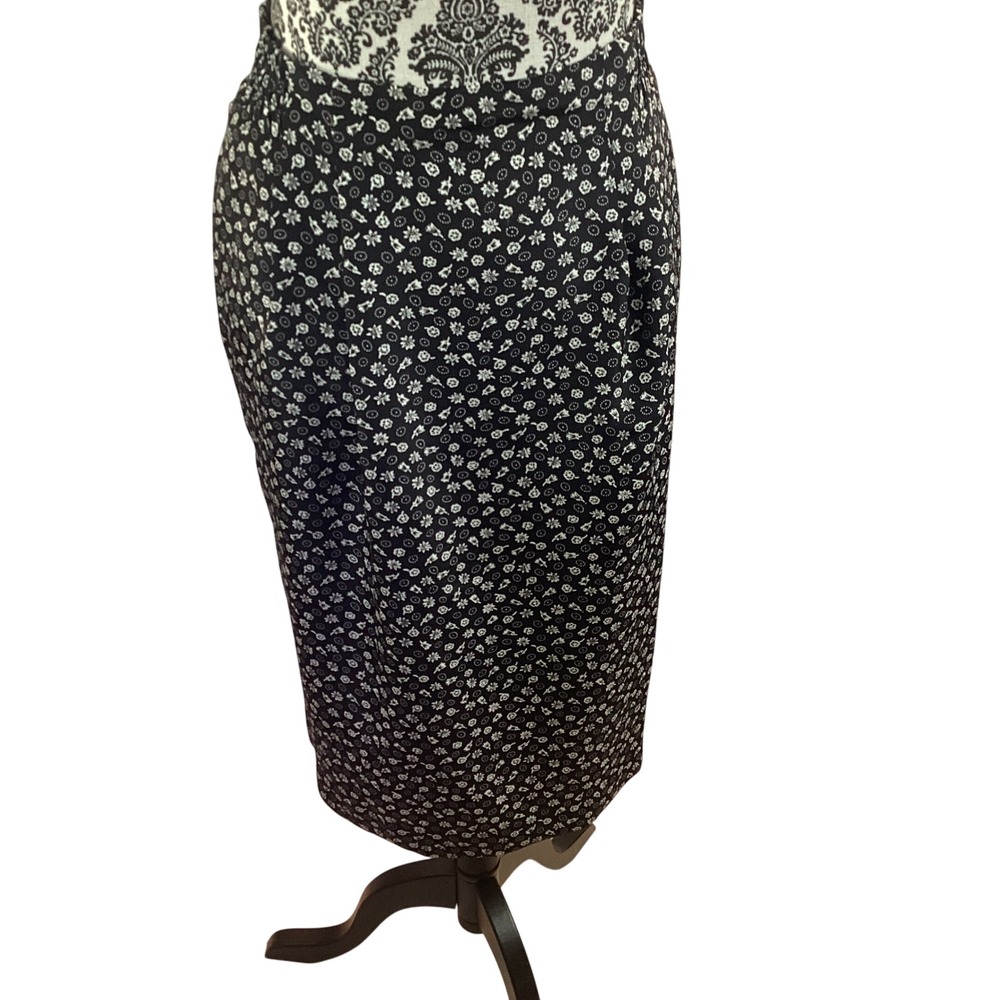 Vintage Andrea Gayle Floral Dress Suit Set Size 10 Black White Pearl Button - Picture 5 of 12